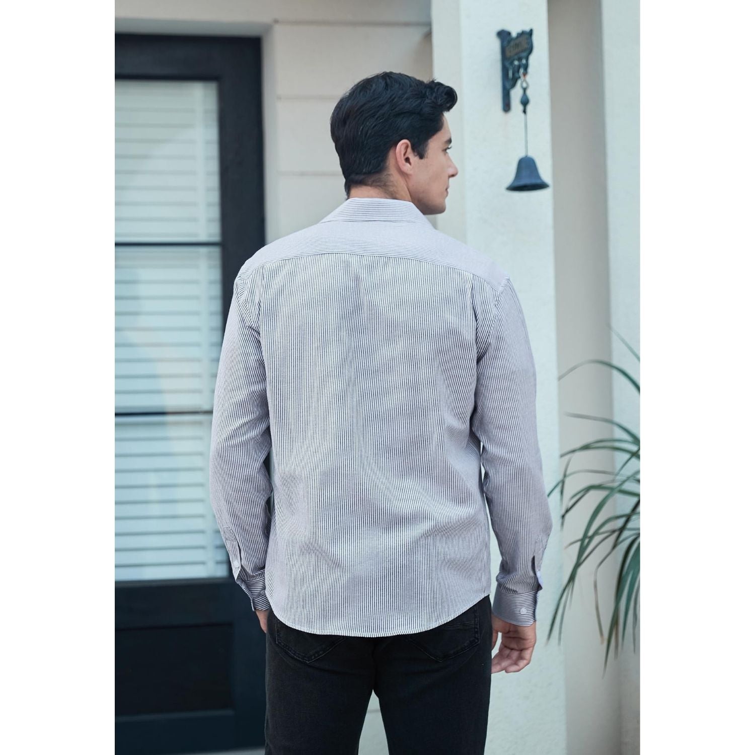 Men's Navy Blue White Oxford Shirts With Chest Pocket Weekend Wear - Image 3