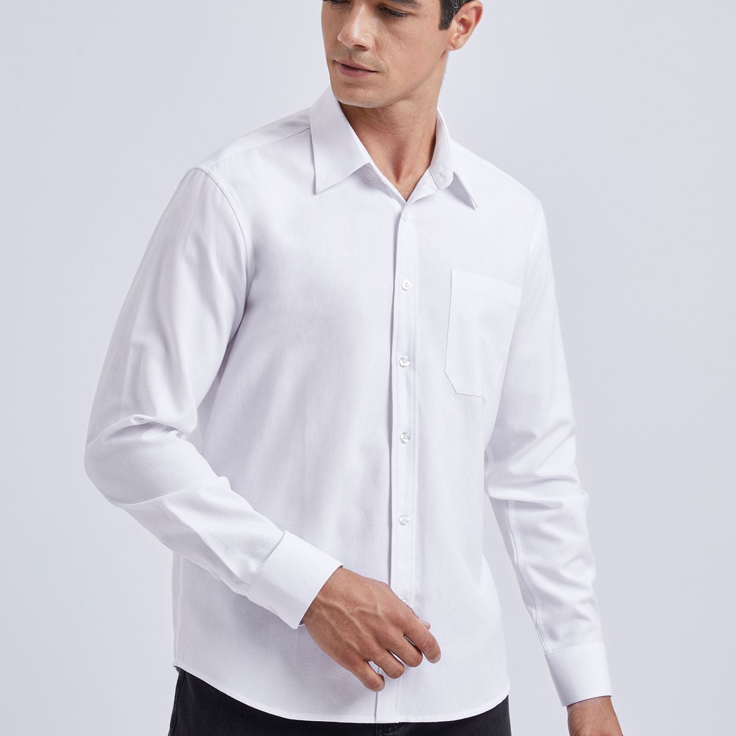 Men's White Oxford Shirts With Chest Pocket Weekend Wear - Image 2