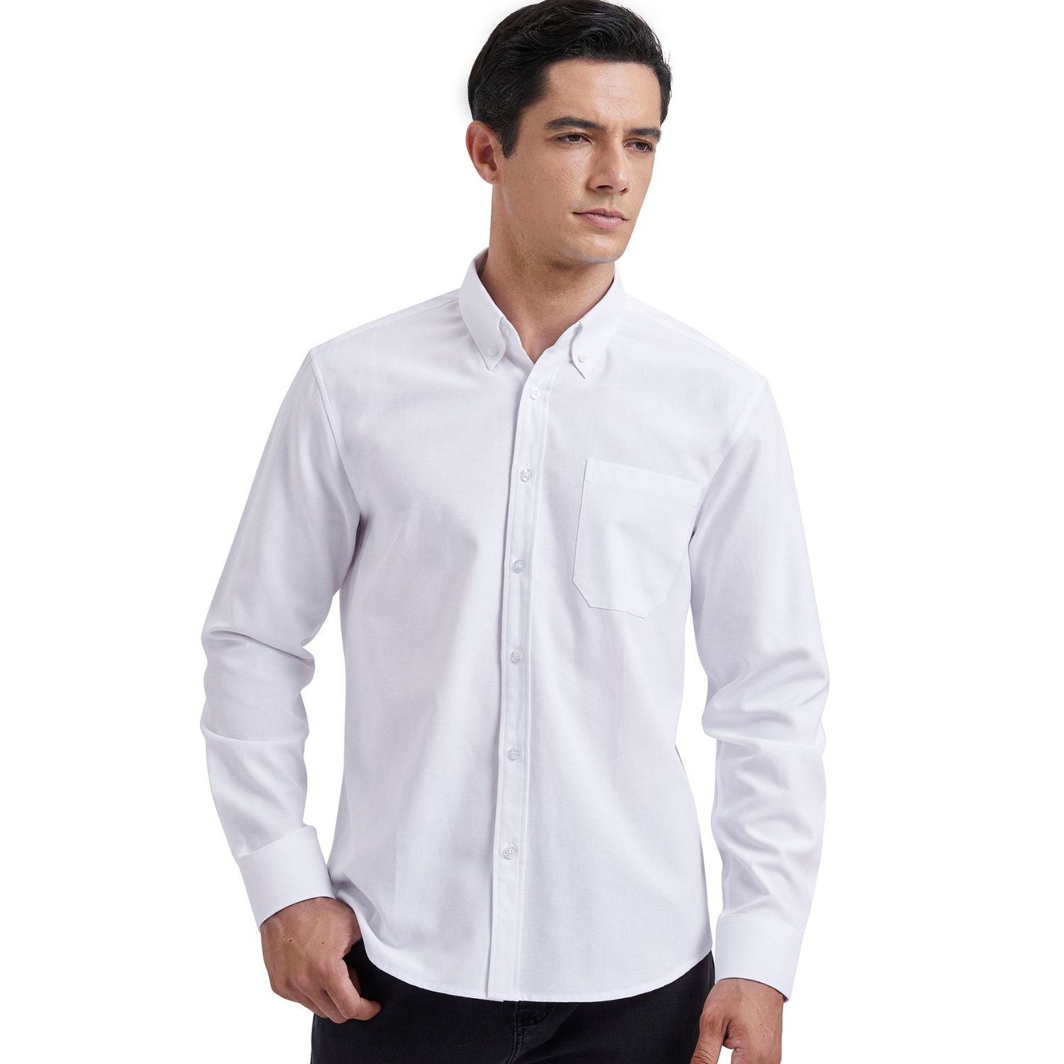 Men's White Oxford Shirts With Chest Pocket Weekend Wear