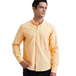 Men's Light Yellow Oxford Shirts With Chest Pocket Weekend Wear