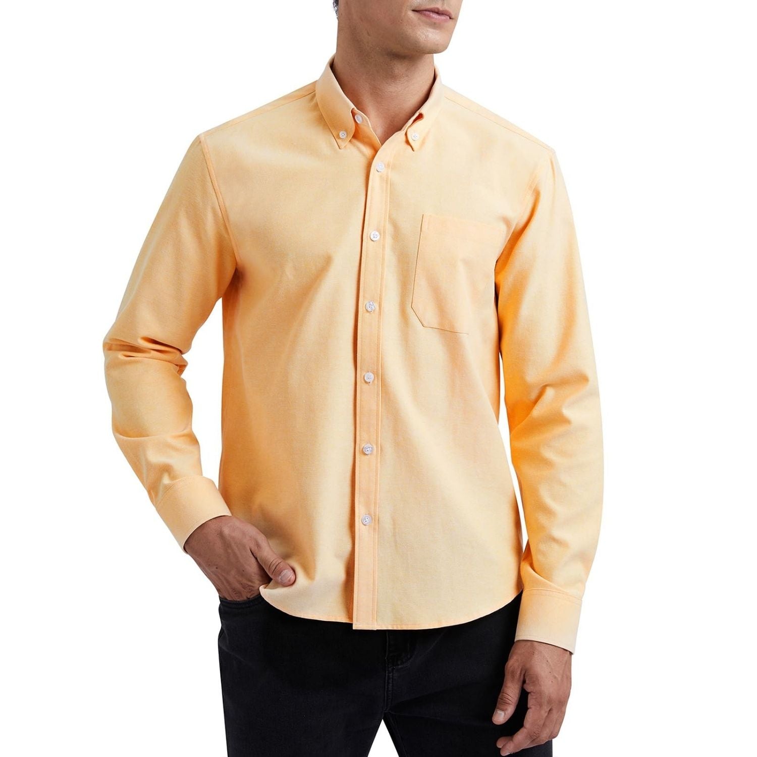 Men's Yellow Oxford Shirts With Chest Pocket Weekend Wear