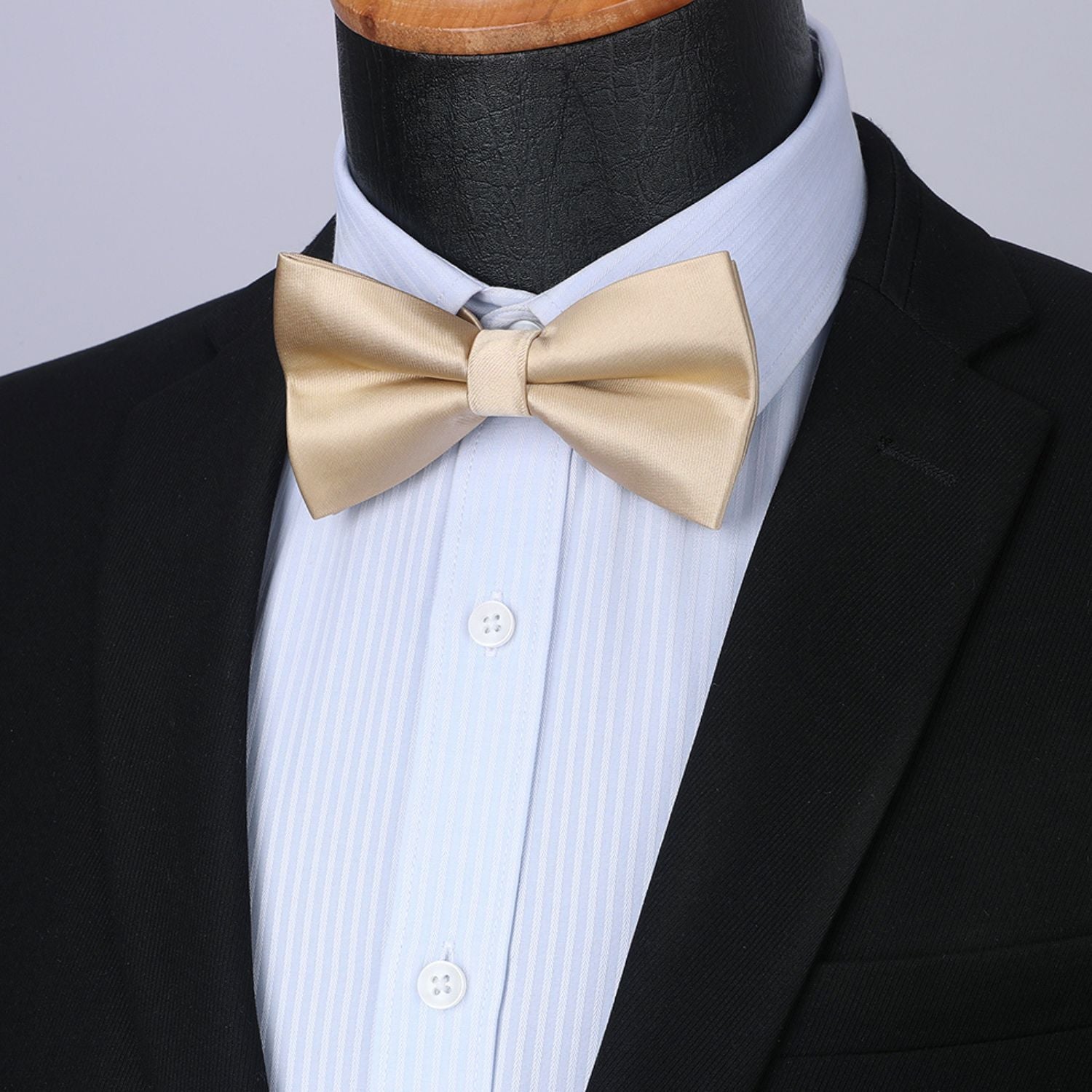 Champagne Solid Pre-Tied Bow Tie Adjustable For Wedding Party - Image 2