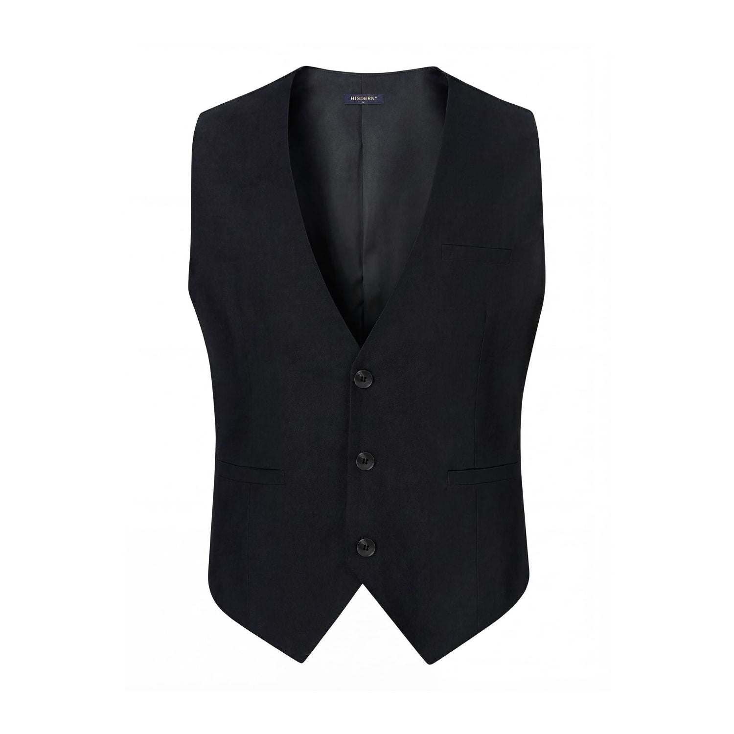 Men's Black Casual Linen Vest Lightweight Summer Waistcoat - Image 3