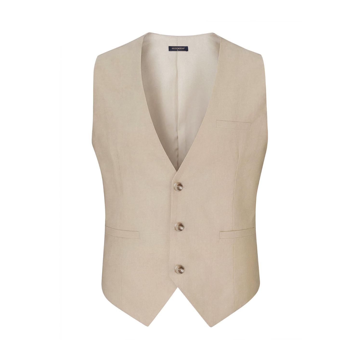 Men's Champagne Casual Linen Vest Lightweight Summer Waistcoat - Image 3