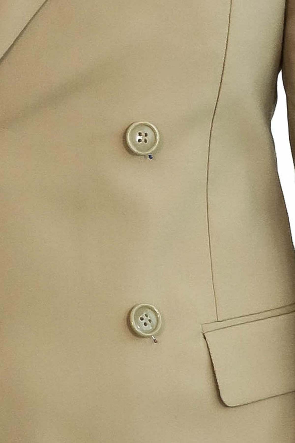 Wide Peak Collar Slim Fit Cream Men Double-Breasted Suit - Image 3