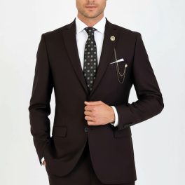 2 Buttons 2 Piece Brown Men Suit