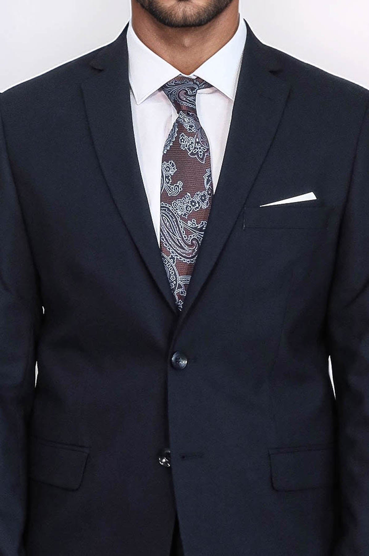 2 Buttons 2 Piece Navy Blue Men Suit - Image 2