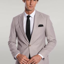 2 Piece Striped Grey Men Suit