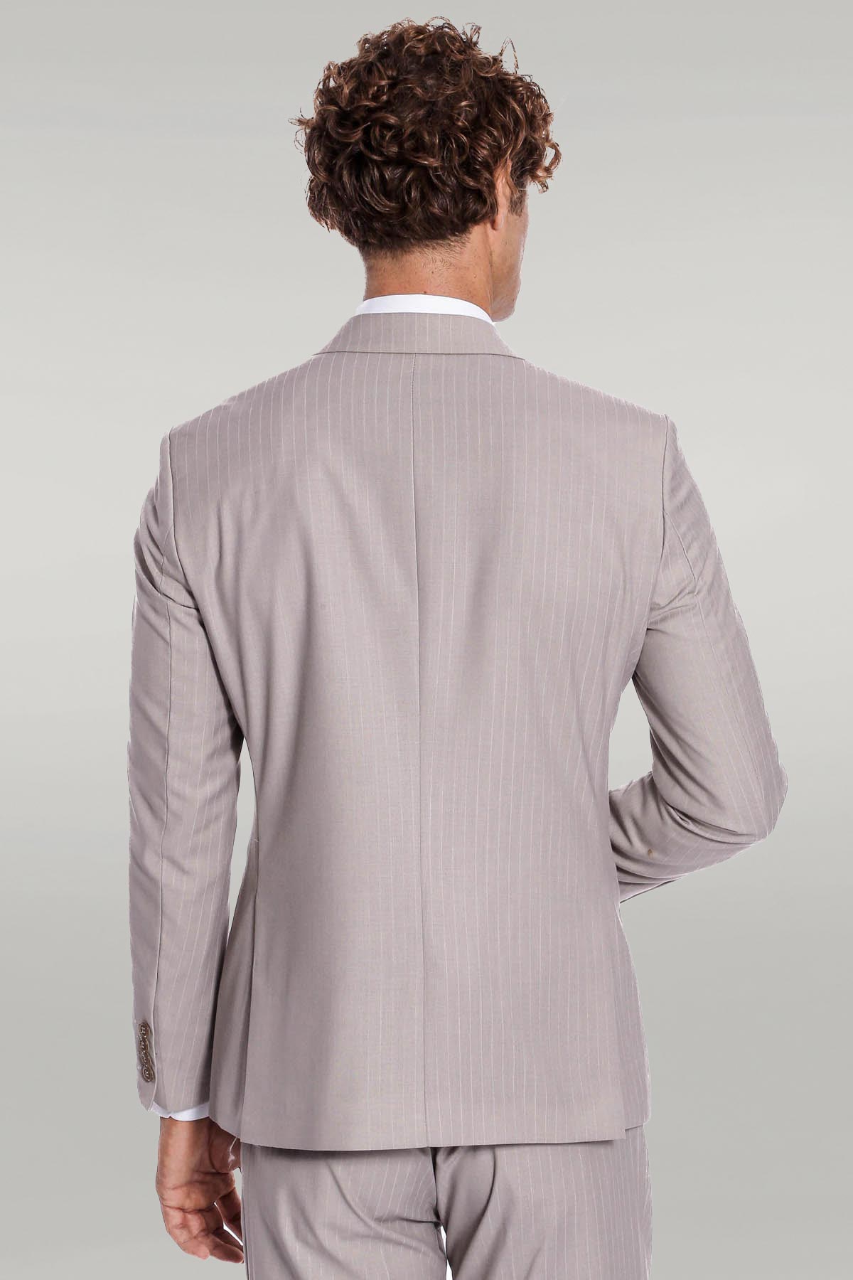 2 Piece Striped Grey Men Suit - Image 3