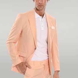 Patterned 2 Piece Slim Fit Yellow Men Suit