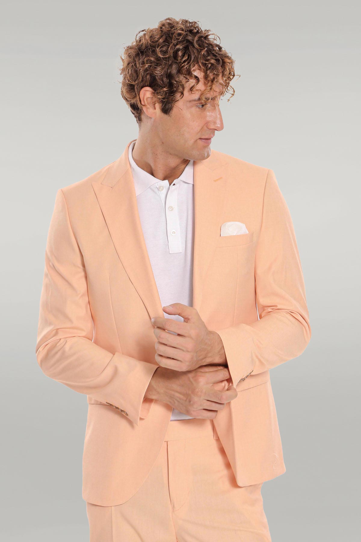 Patterned 2 Piece Slim Fit Yellow Men Suit - Image 2