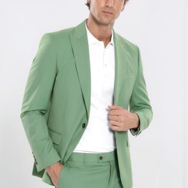 2 Piece Patterned Slim Fit Green Men Suit