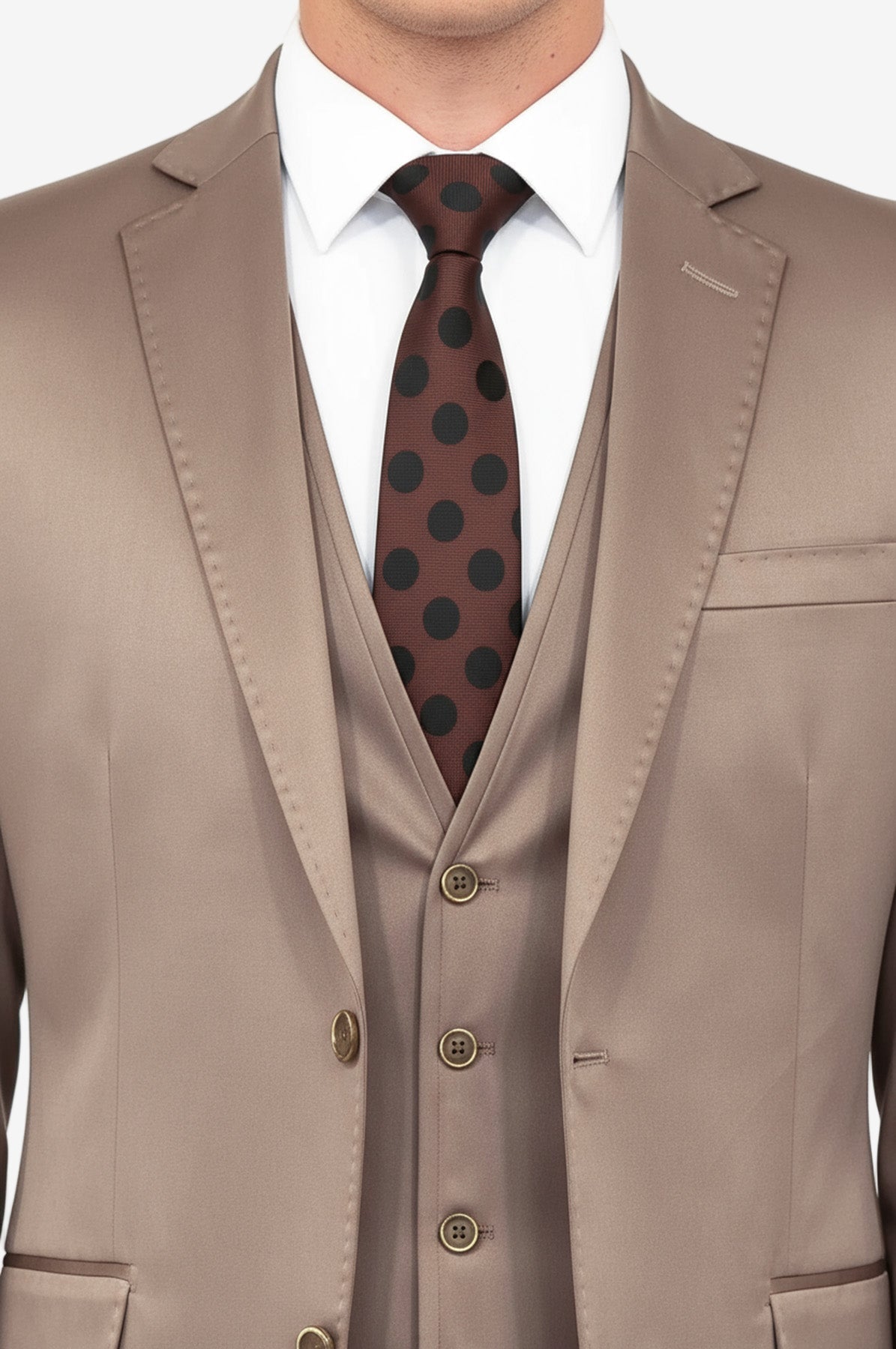 Plain Vested Light Brown Men Suit - Image 2