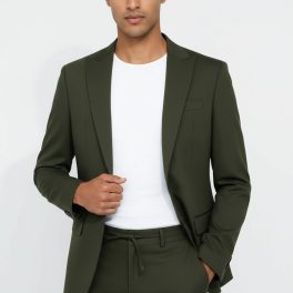 Single Buttons 2 Piece Green Men Suit