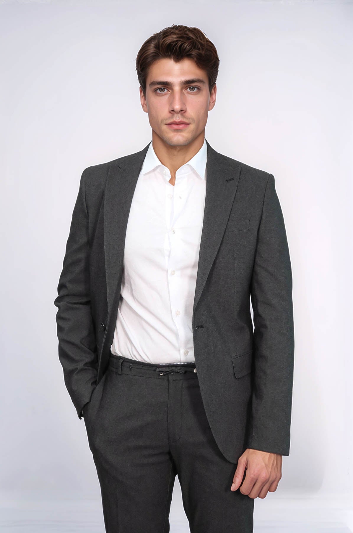 Single Buttons 2 Piece Black Men Suit