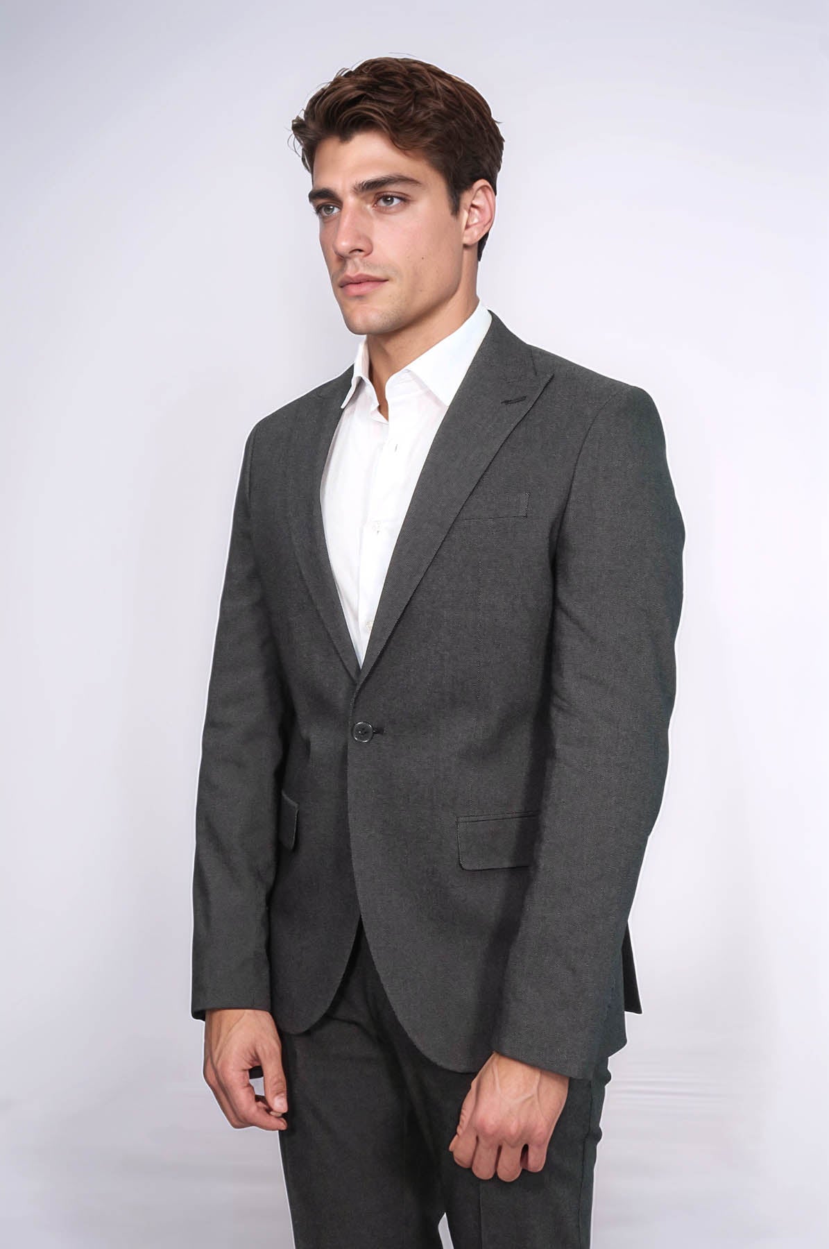 Single Buttons 2 Piece Black Men Suit - Image 3