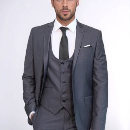 Plain Vested Anthracite Men's Suit