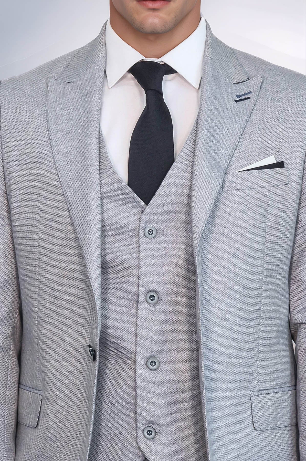 Patterned Light Blue 3 Piece Suit - Image 2