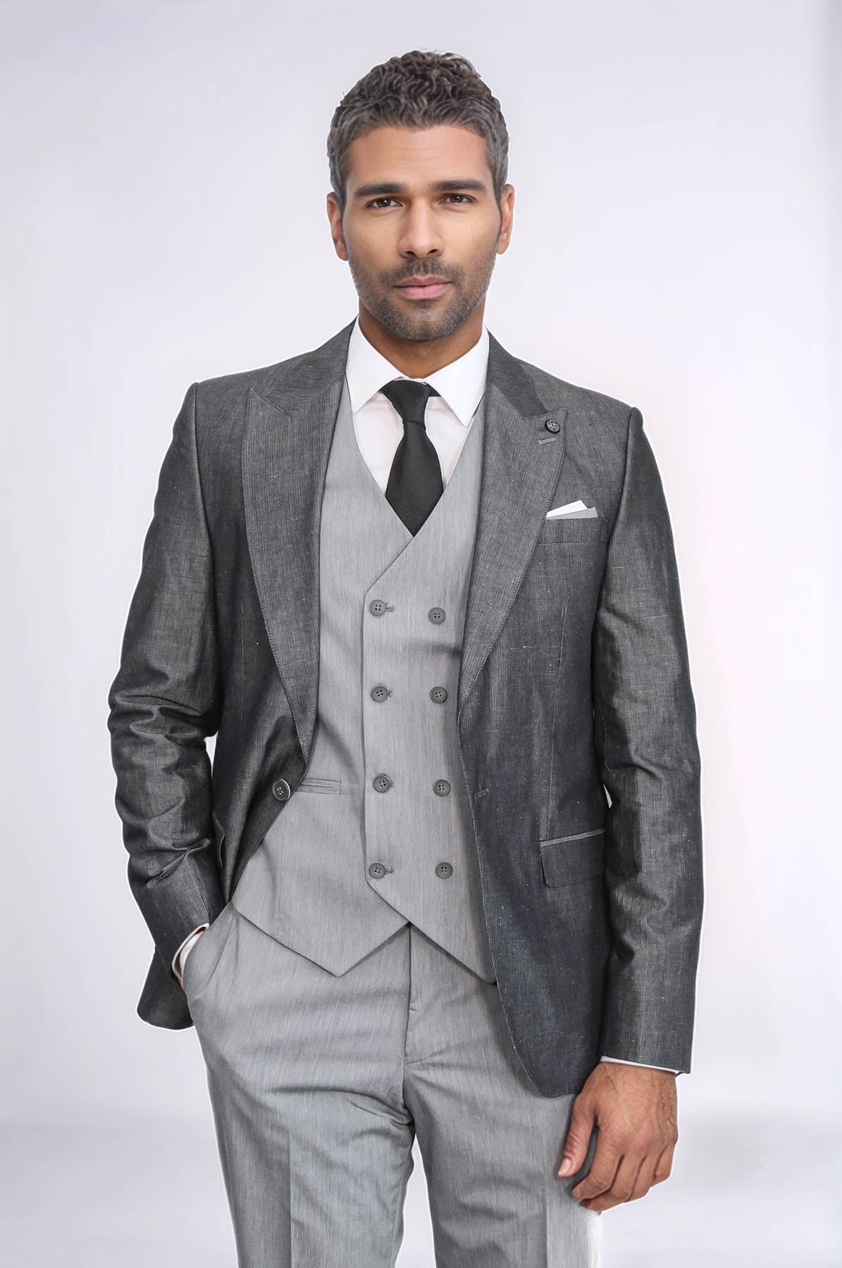 Grey Vested Suit - Image 3