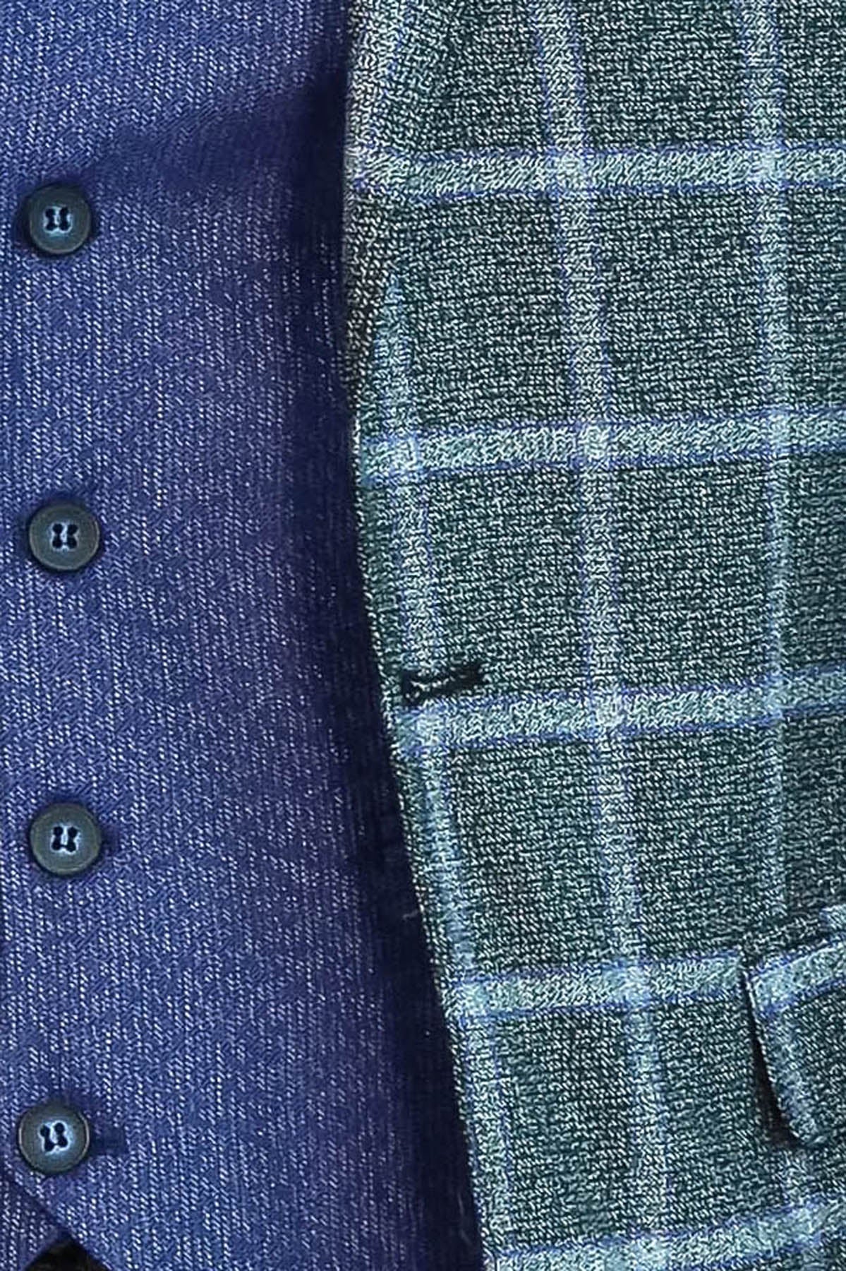 Grey Blue Checked Suit - Image 3