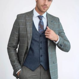 Vested Grey Men Suit