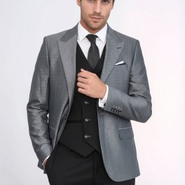 Grey Jacket Combined Black Suit