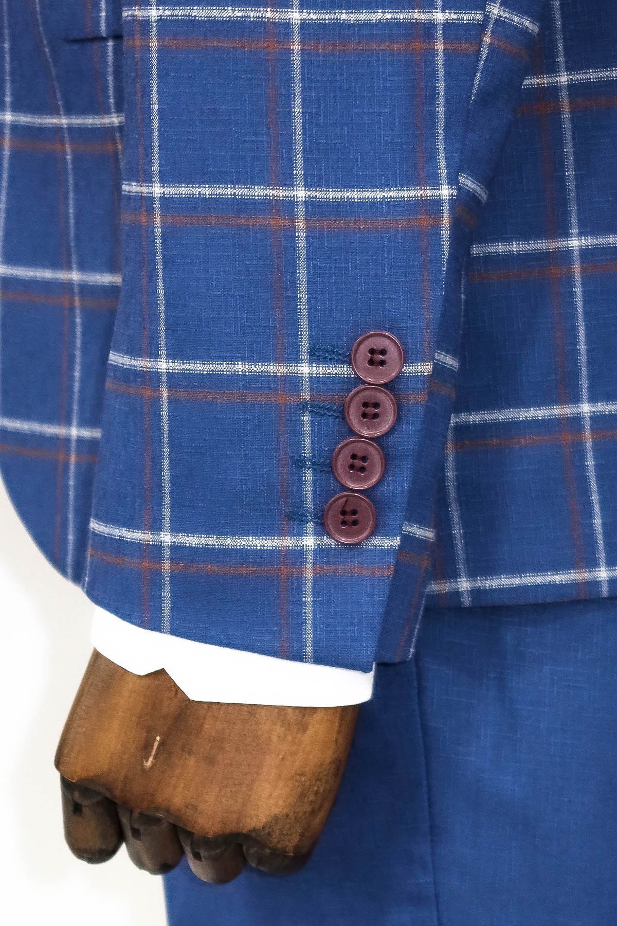 Checked Blue Men Suit - Image 3
