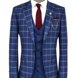 Checked Blue Men Suit