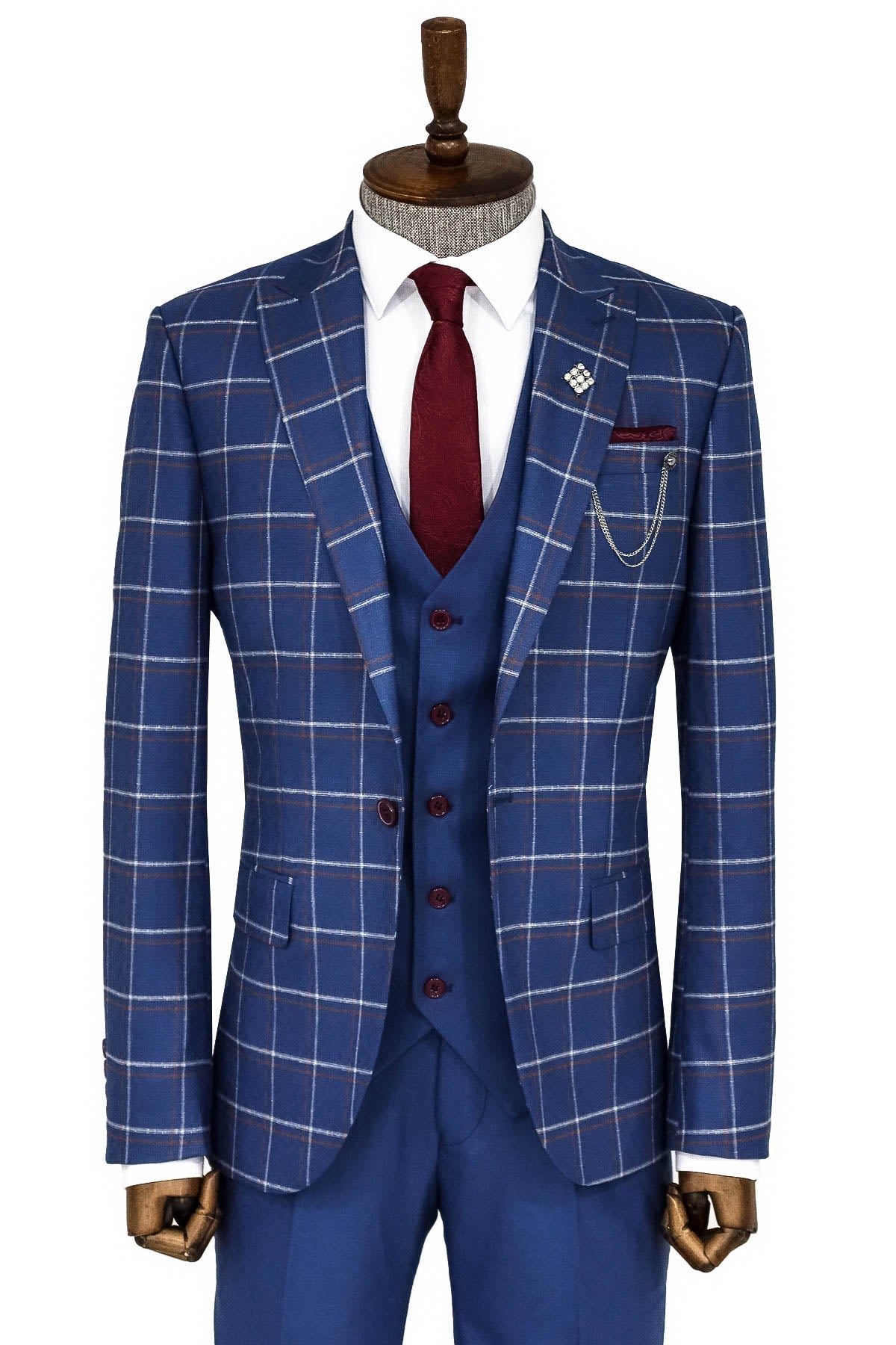Checked Blue Men Suit