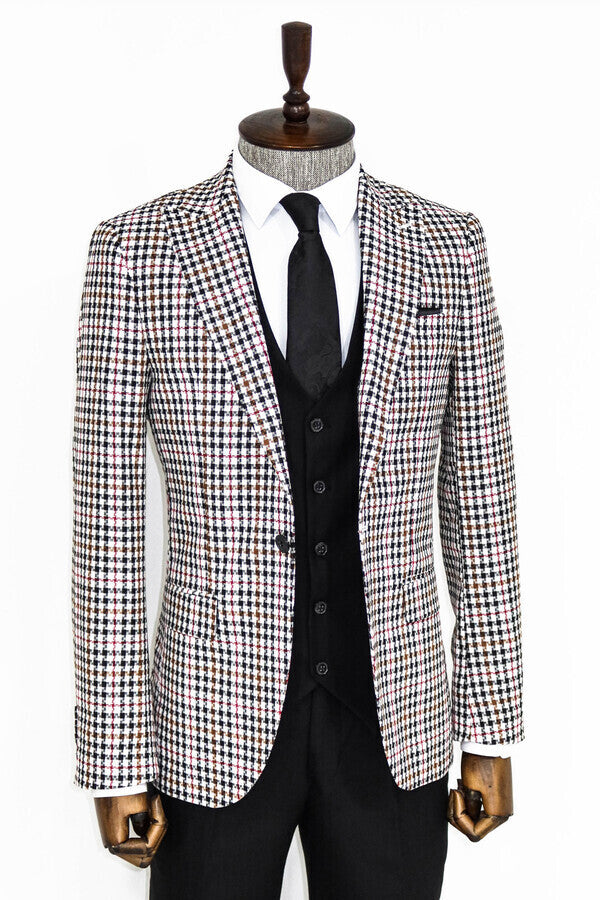 Plaid Black Men Suit - Image 3