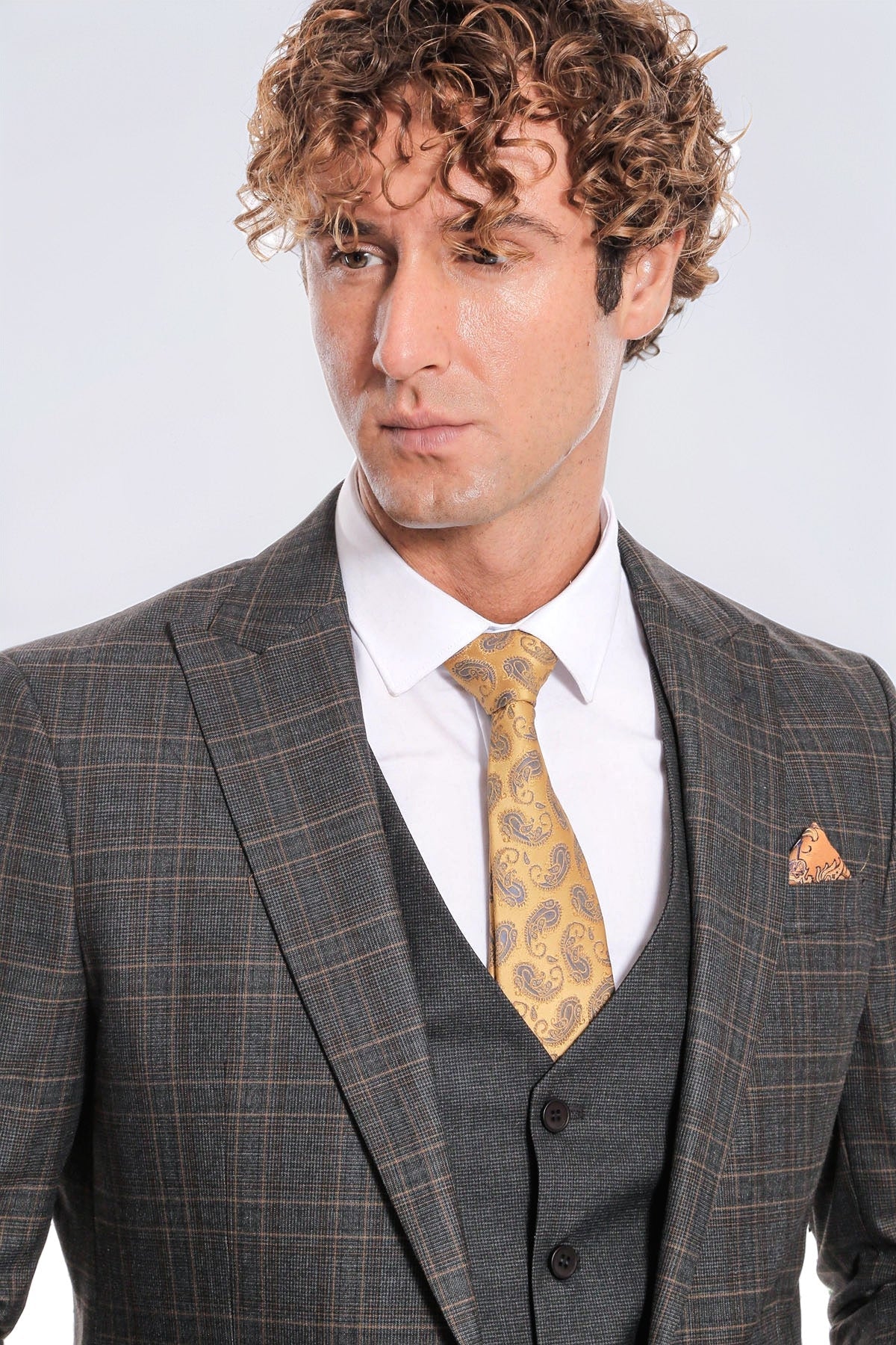 Checked Slim Fit Anthracite Men Suit - Image 2