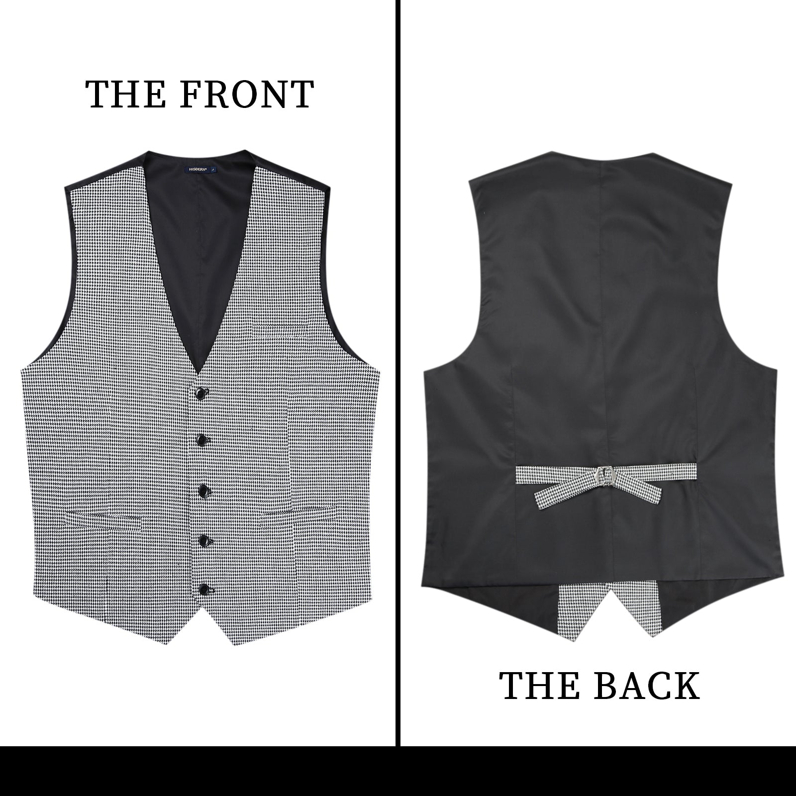 Men's Grey Houndstooth Wedding Vest For Skinny Guys - Image 2