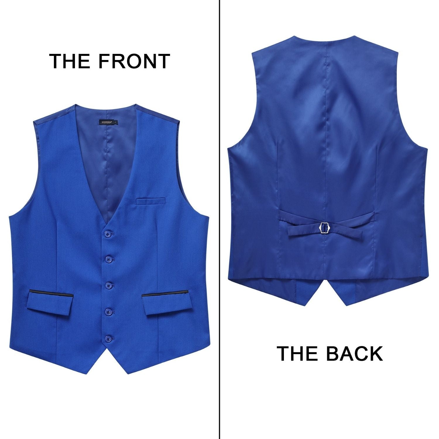 Men's Royal Blue Satin Suit Vest Formal Wear - Image 4