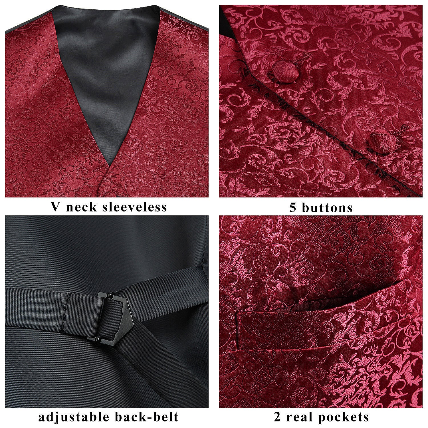 Burgundy Paisley Vest Set - Formal Wear - Image 3