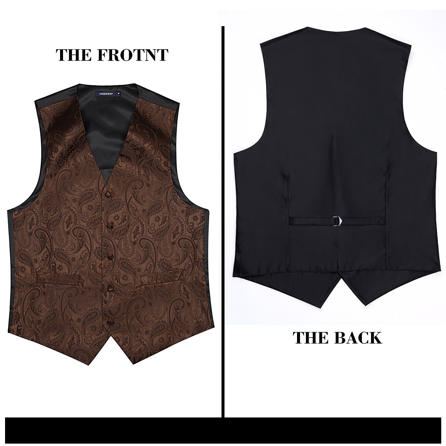 Men's Brown Paisley Vest Tie Set For Weddings Anniversary - Image 3