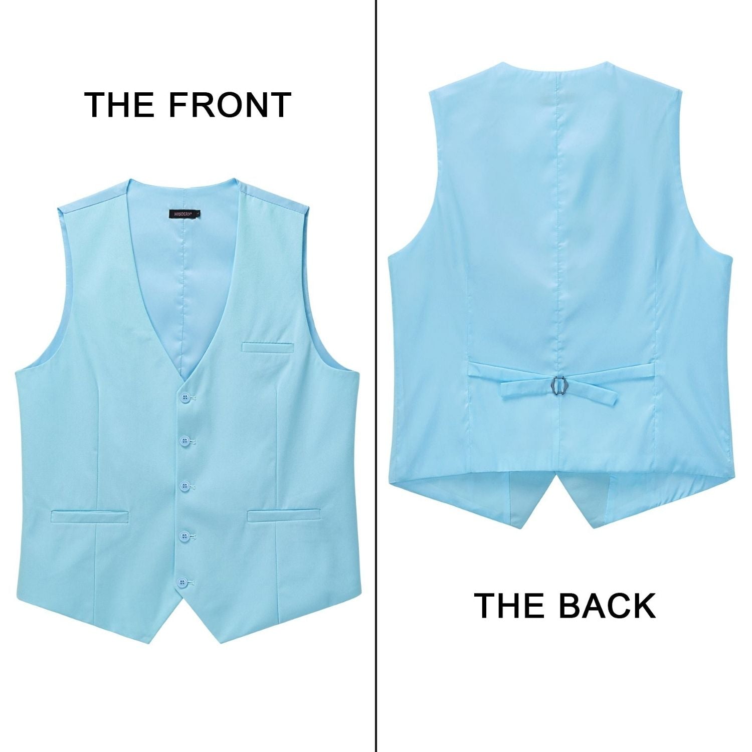 Men's Blue Satin Suit Vest Formal Wear - Image 3