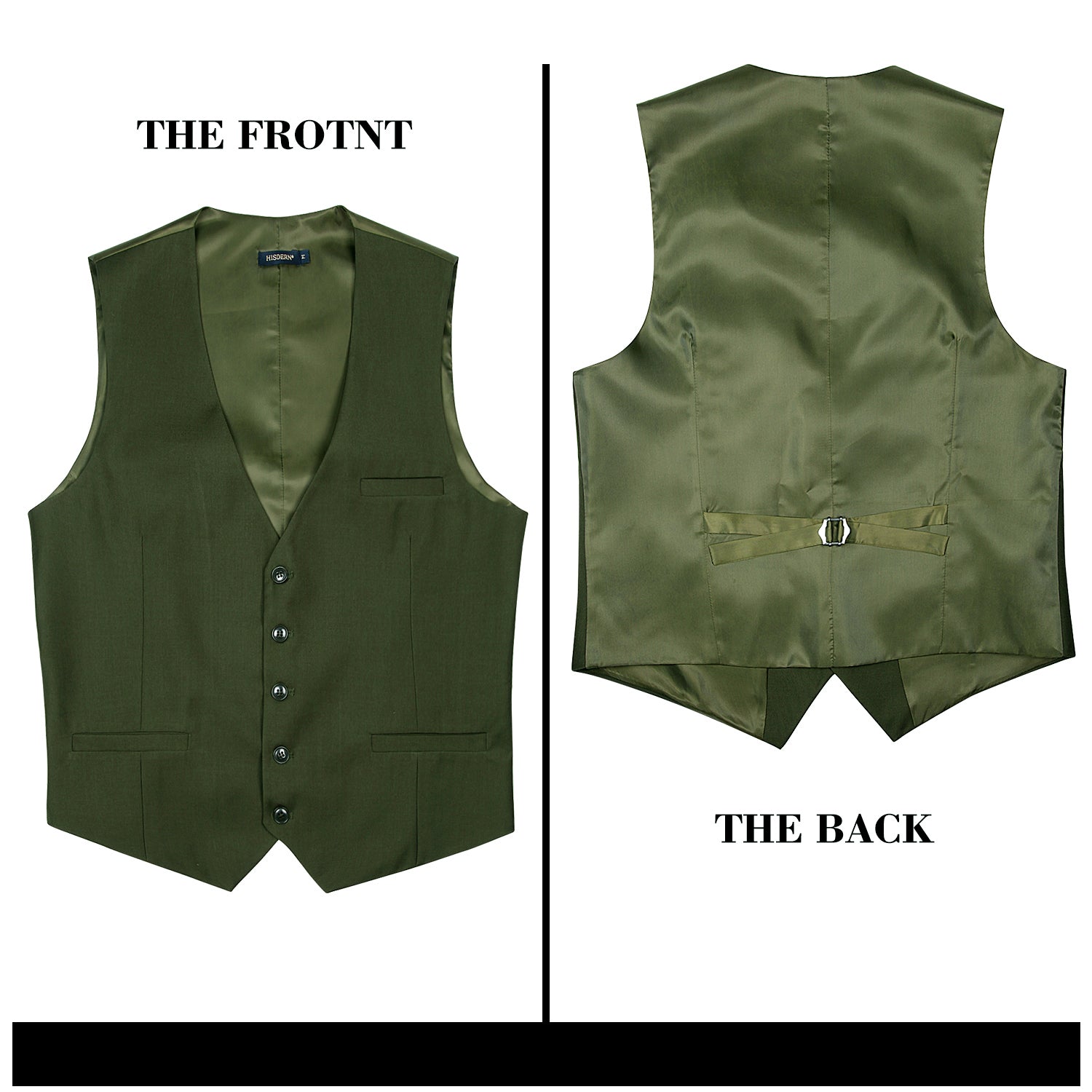 Men's Green Satin Suit Vest Formal Wear - Image 2