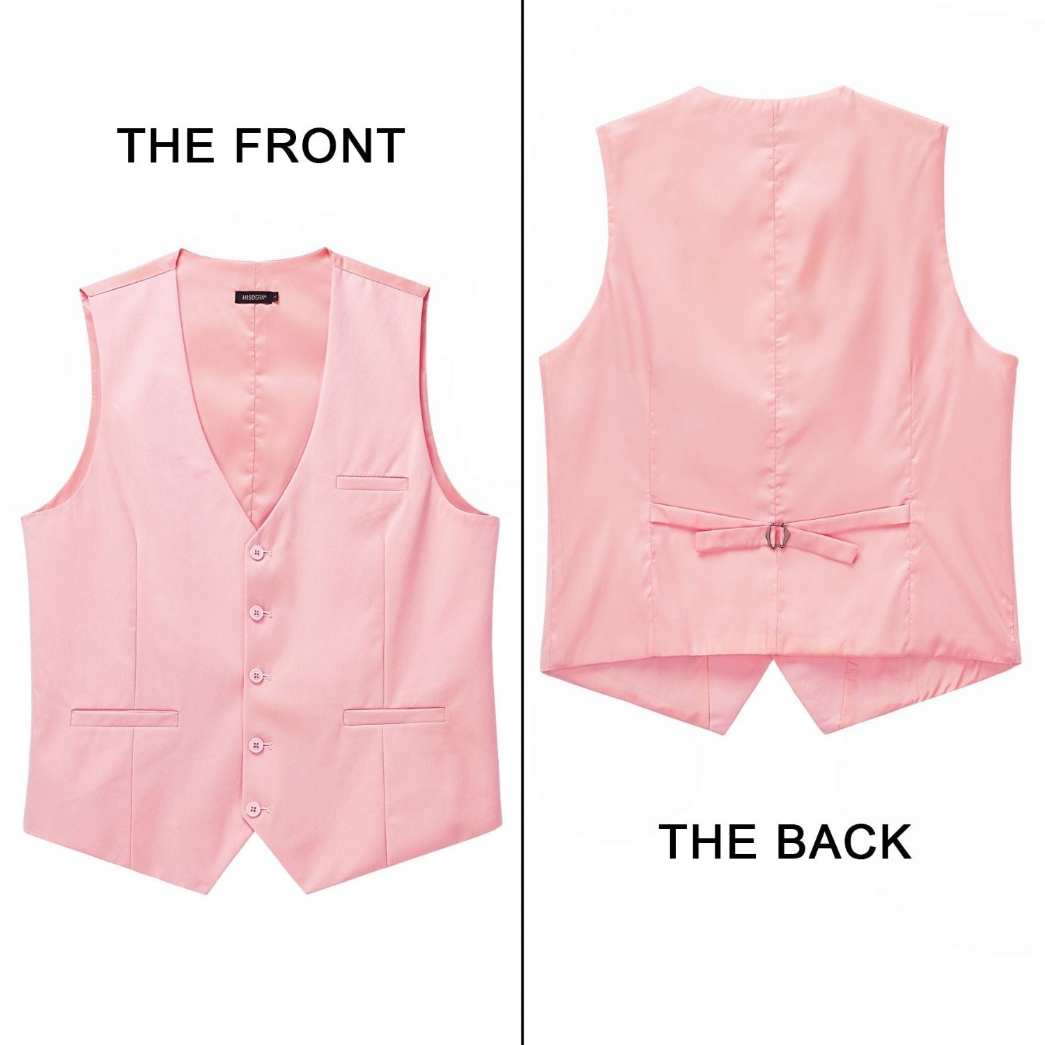 Men's Blush Satin Suit Vest Formal Wear - Image 3