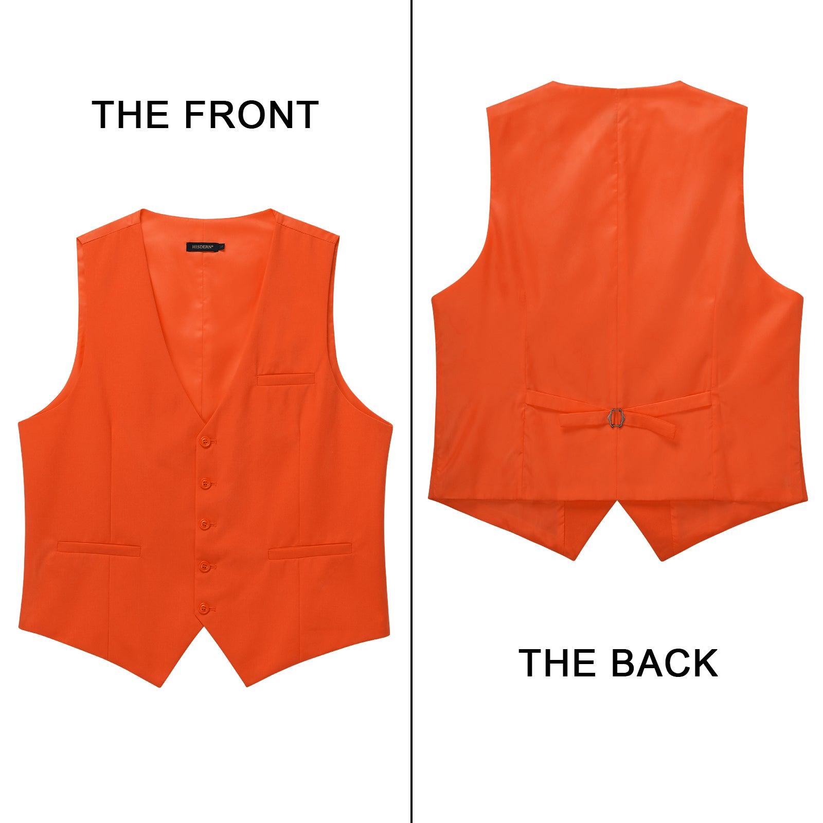 Men's Orange Satin Suit Vest Formal Wear - Image 3