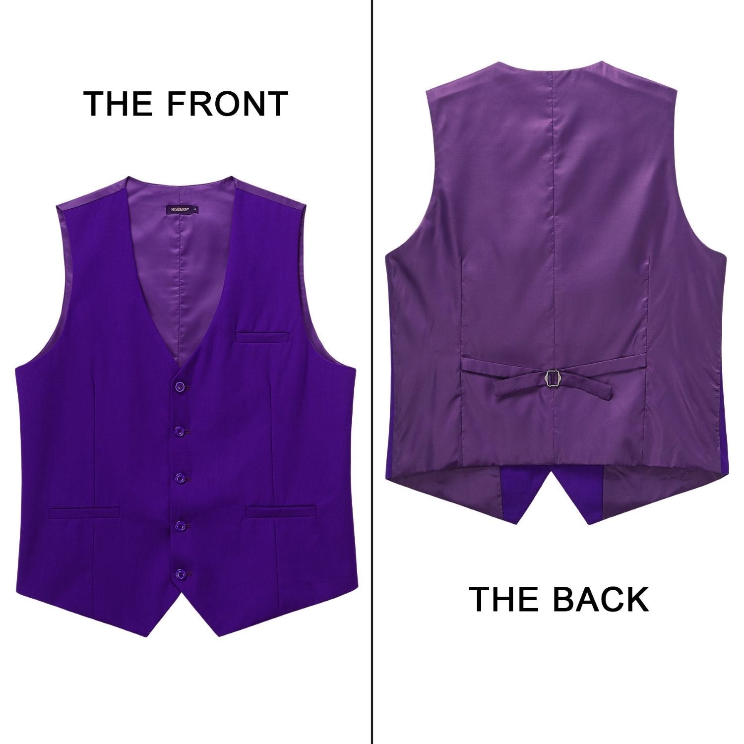 Men's Purple Satin Suit Vest Formal Wear - Image 3
