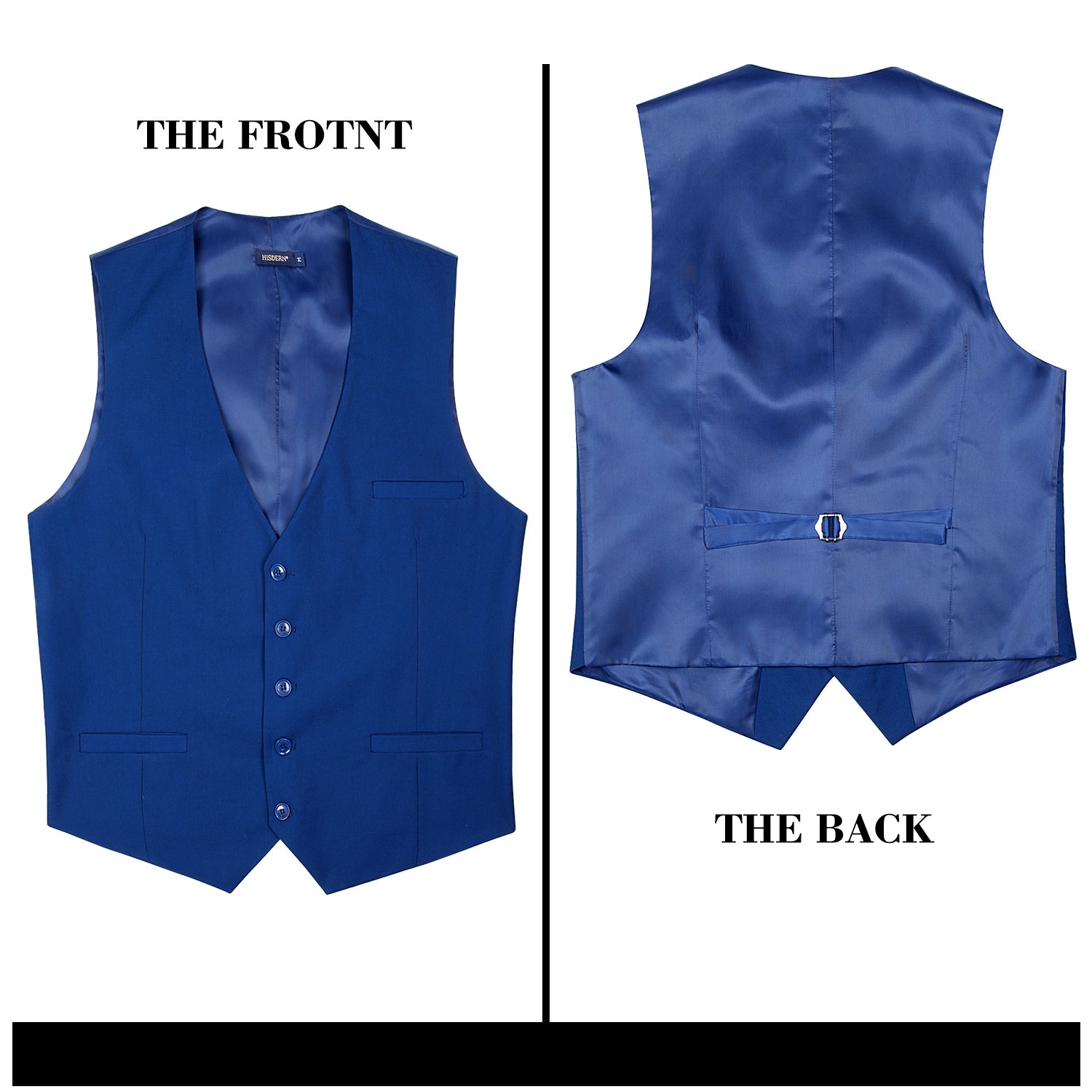 Men's Navy Blue Satin Suit Vest Formal Wear - Image 2