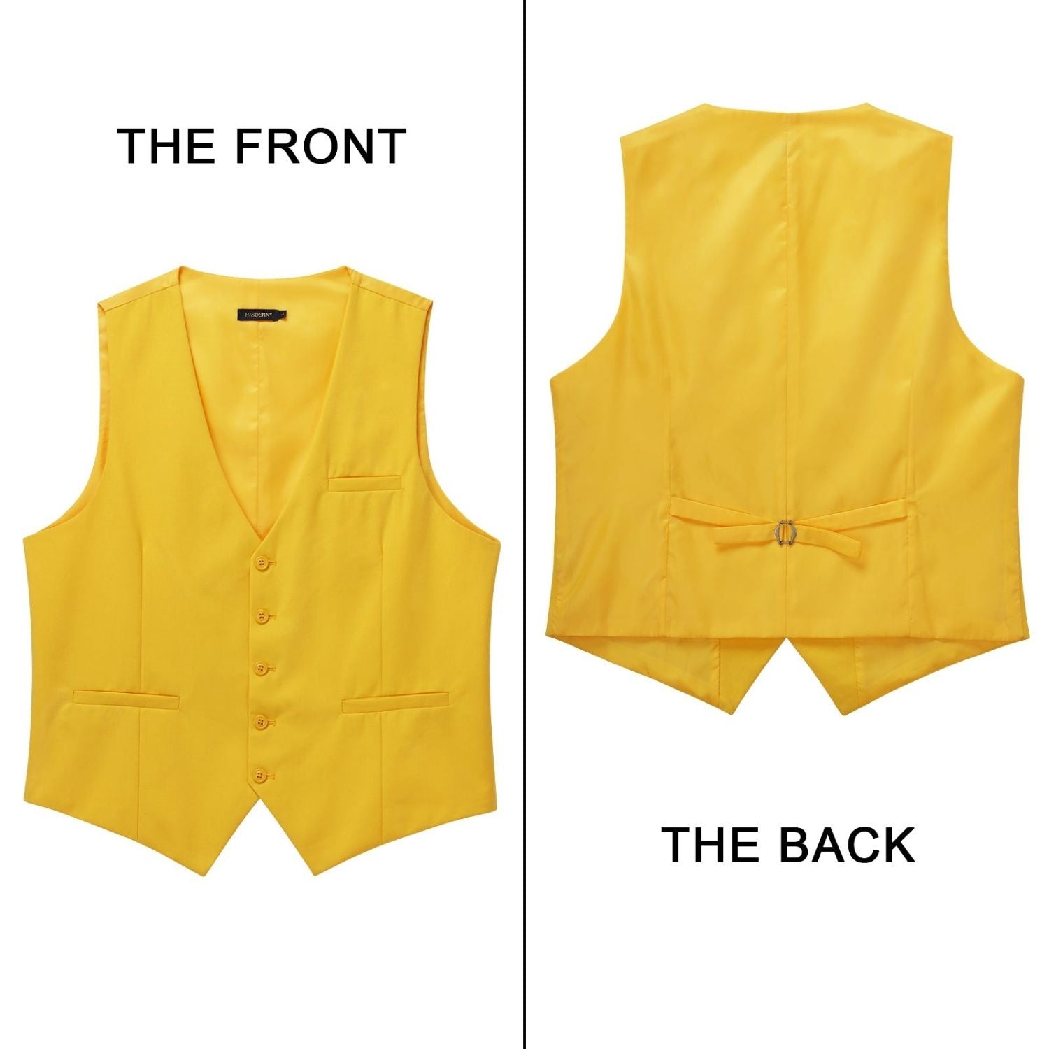 Men's Yellow Satin Suit Vest Formal Wear - Image 3