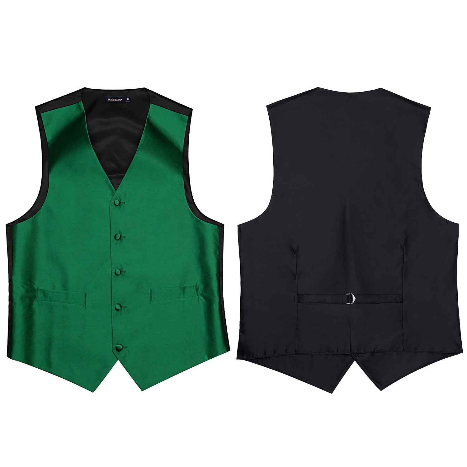 Men's Green Solid Vest Tie Set For Weddings Anniversary - Image 2