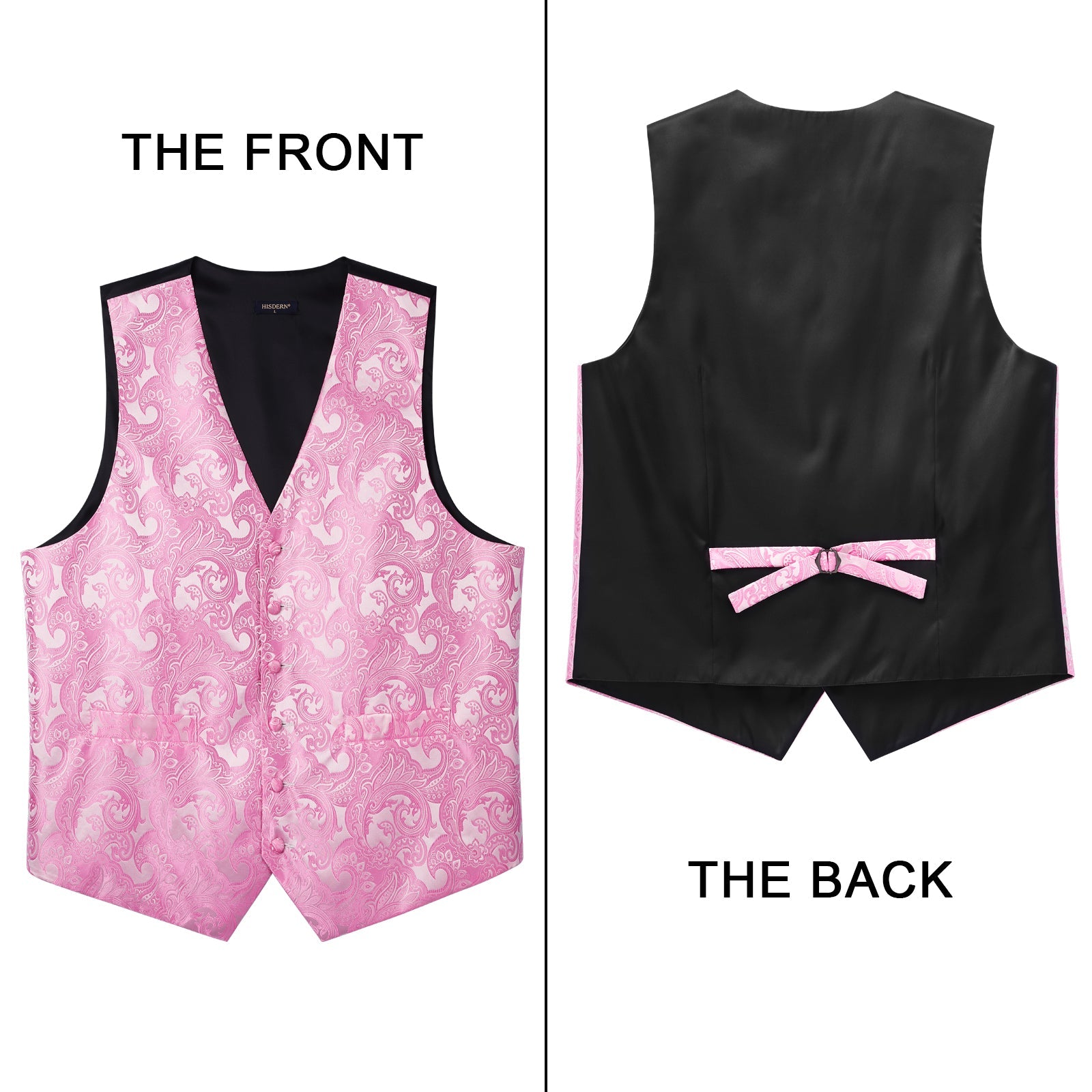 Men's Pink Paisley Vest Tie Set For Weddings Anniversary - Image 3