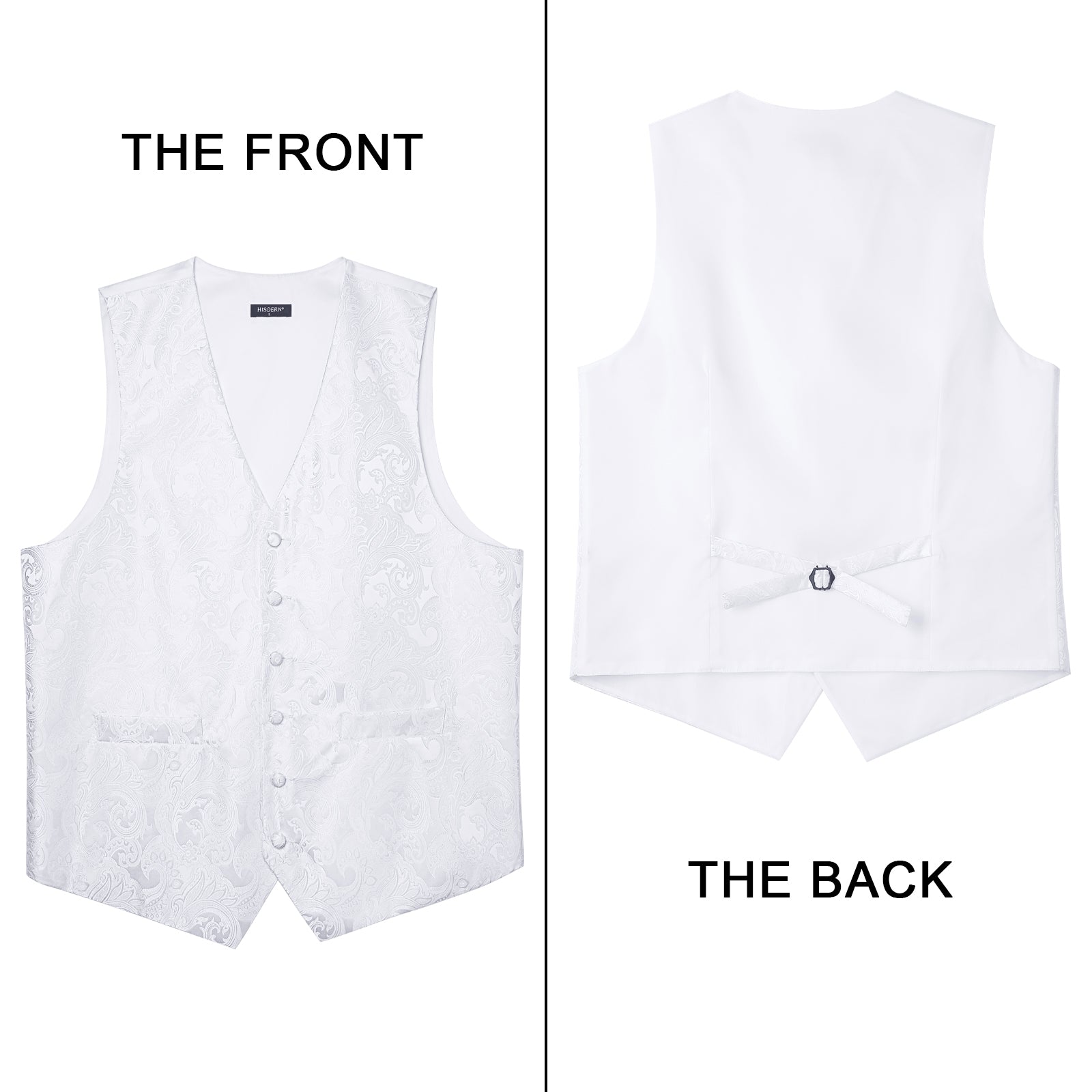 Men's White Paisley Vest Tie Set For Weddings Anniversary - Image 3