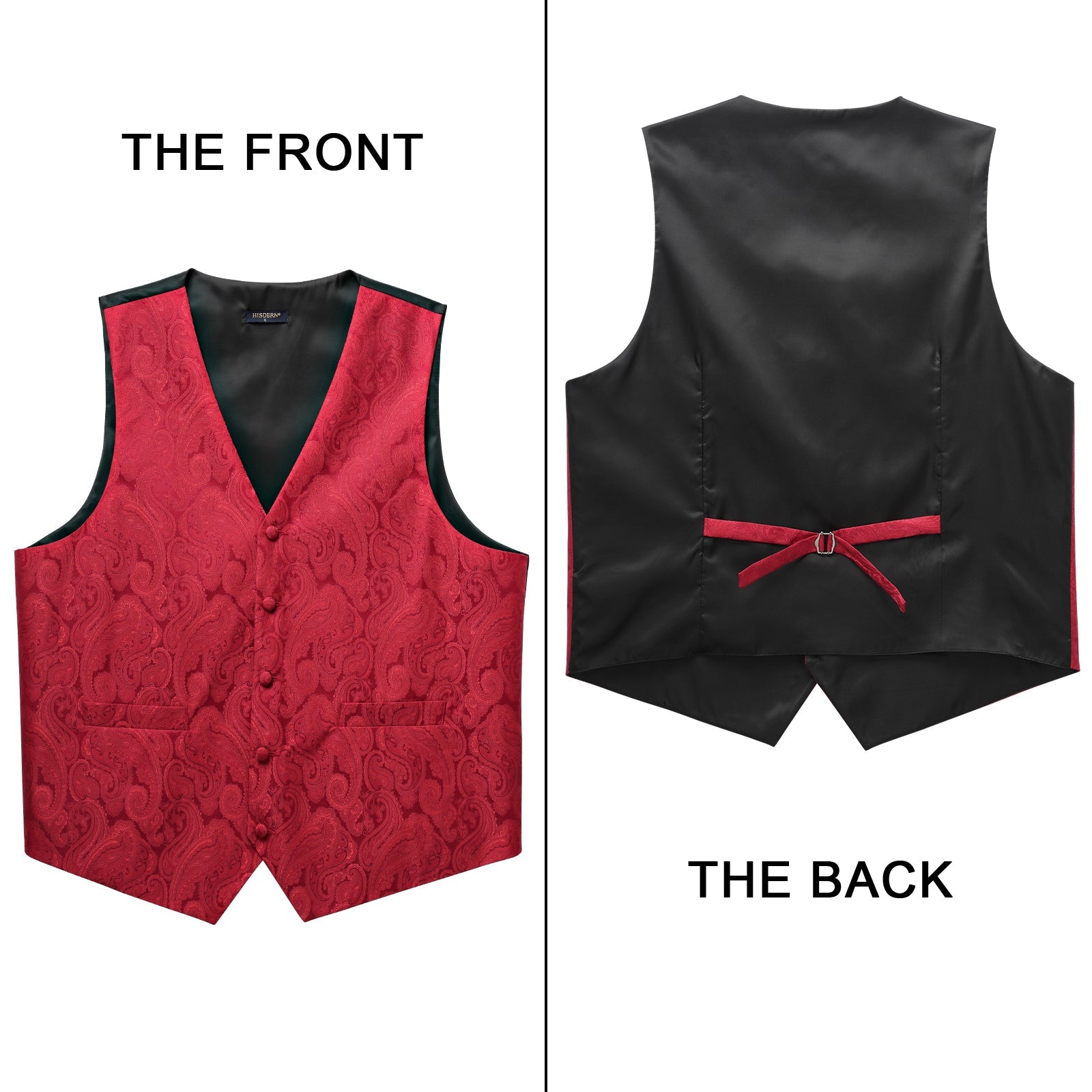 Men's Burgundy Paisley Vest Tie Set For Weddings Anniversary - Image 3