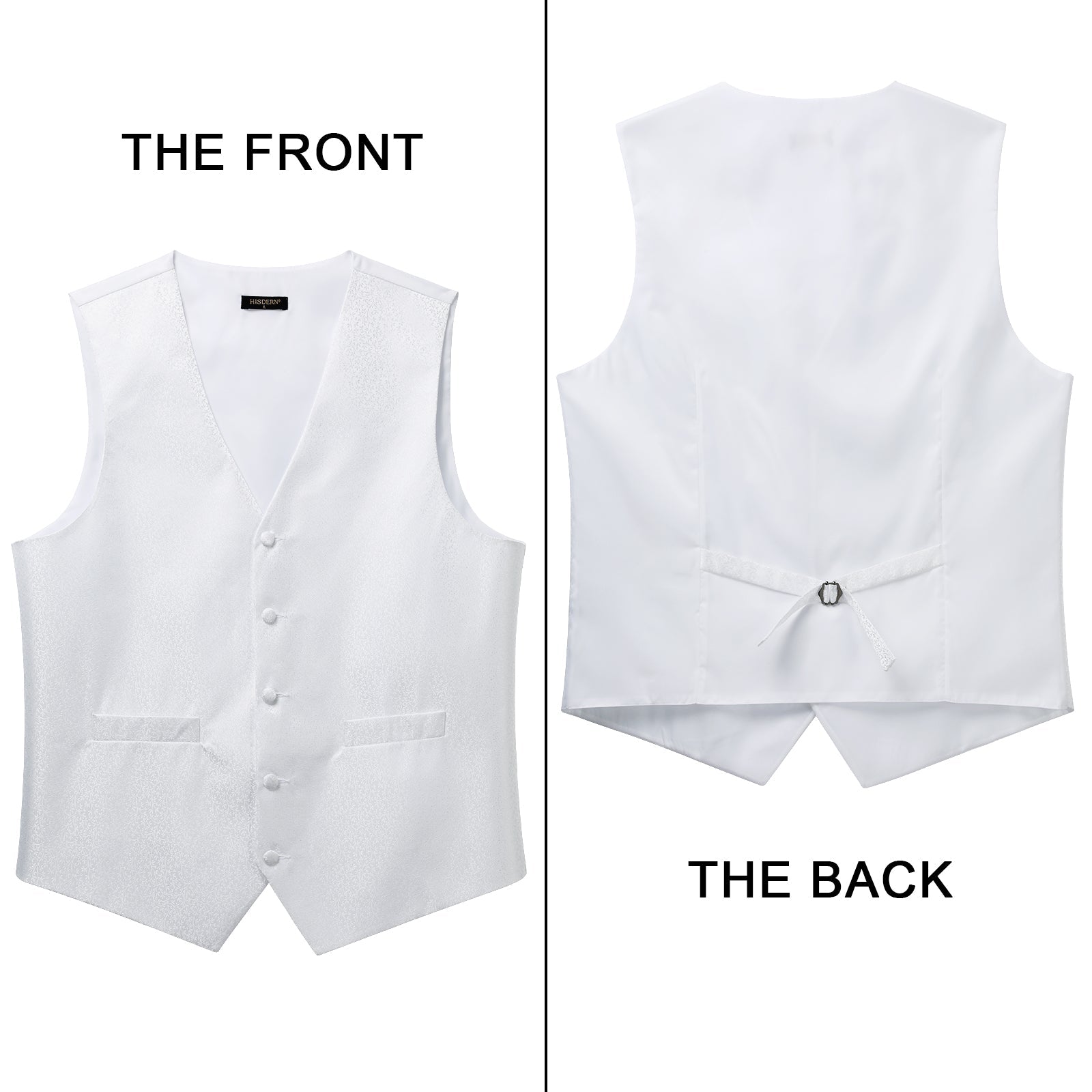 Men's White Floral Vest Tie Set For Weddings Anniversary - Image 3