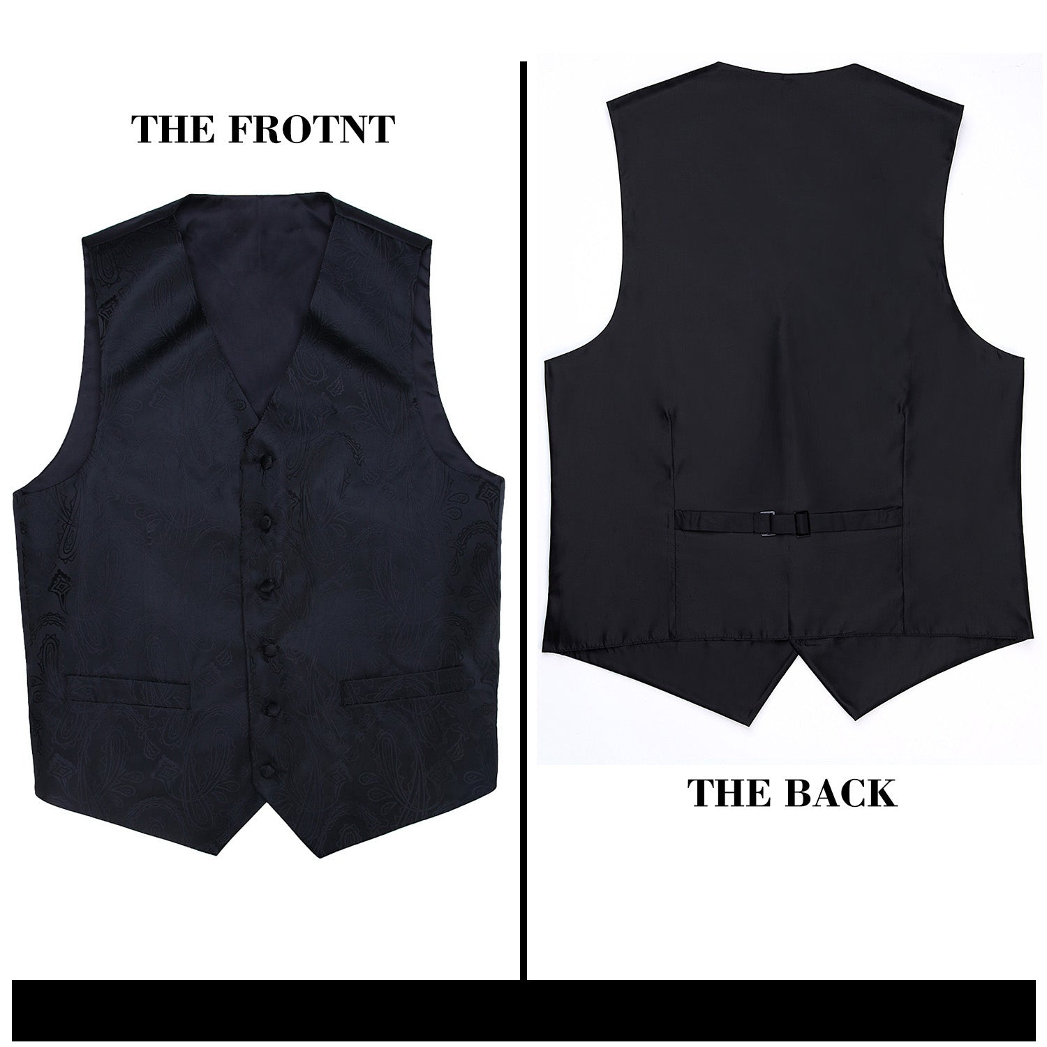 Men's Black Paisley Vest Tie Set For Weddings - Image 2