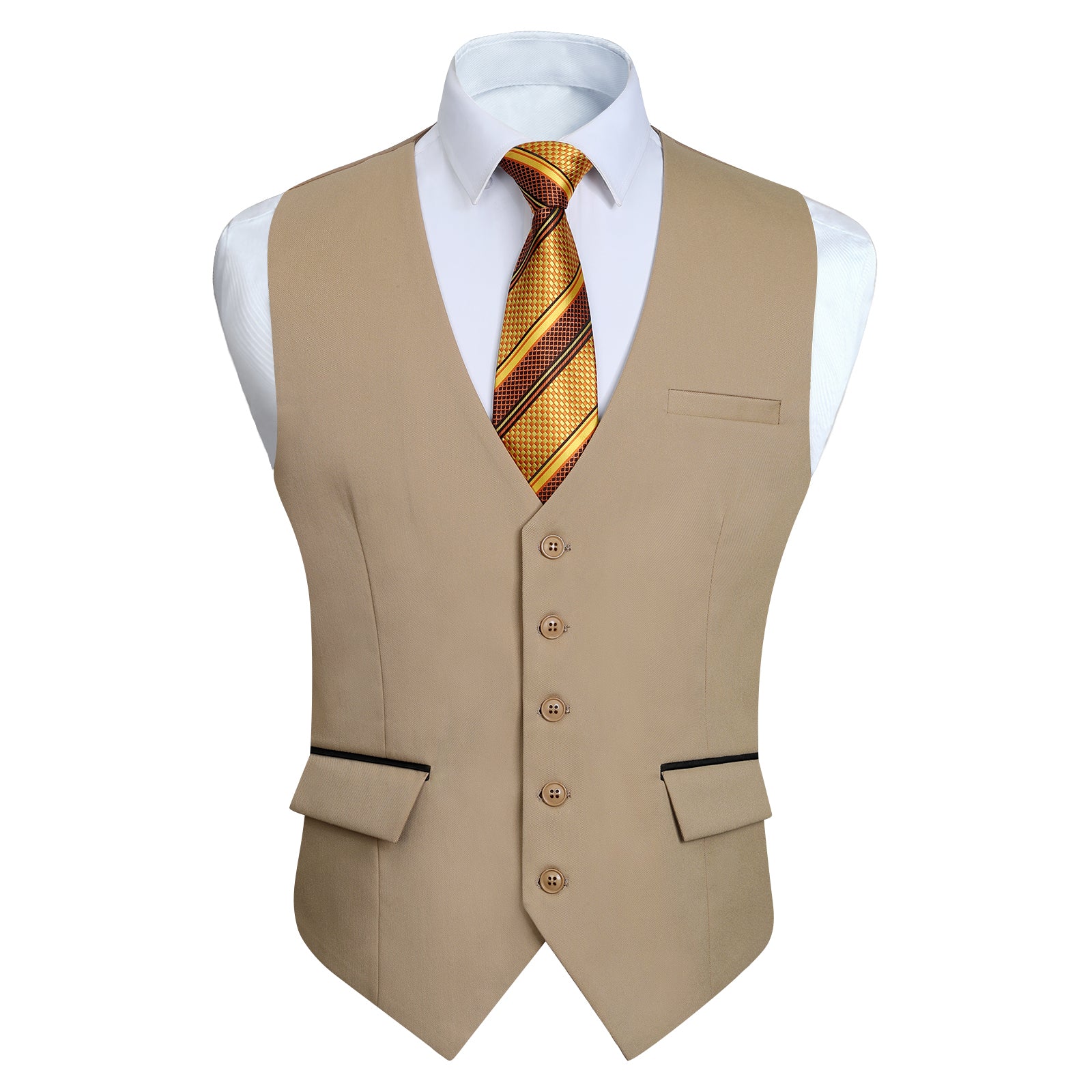Men's Light Khaki Satin Suit Vest Formal Wear