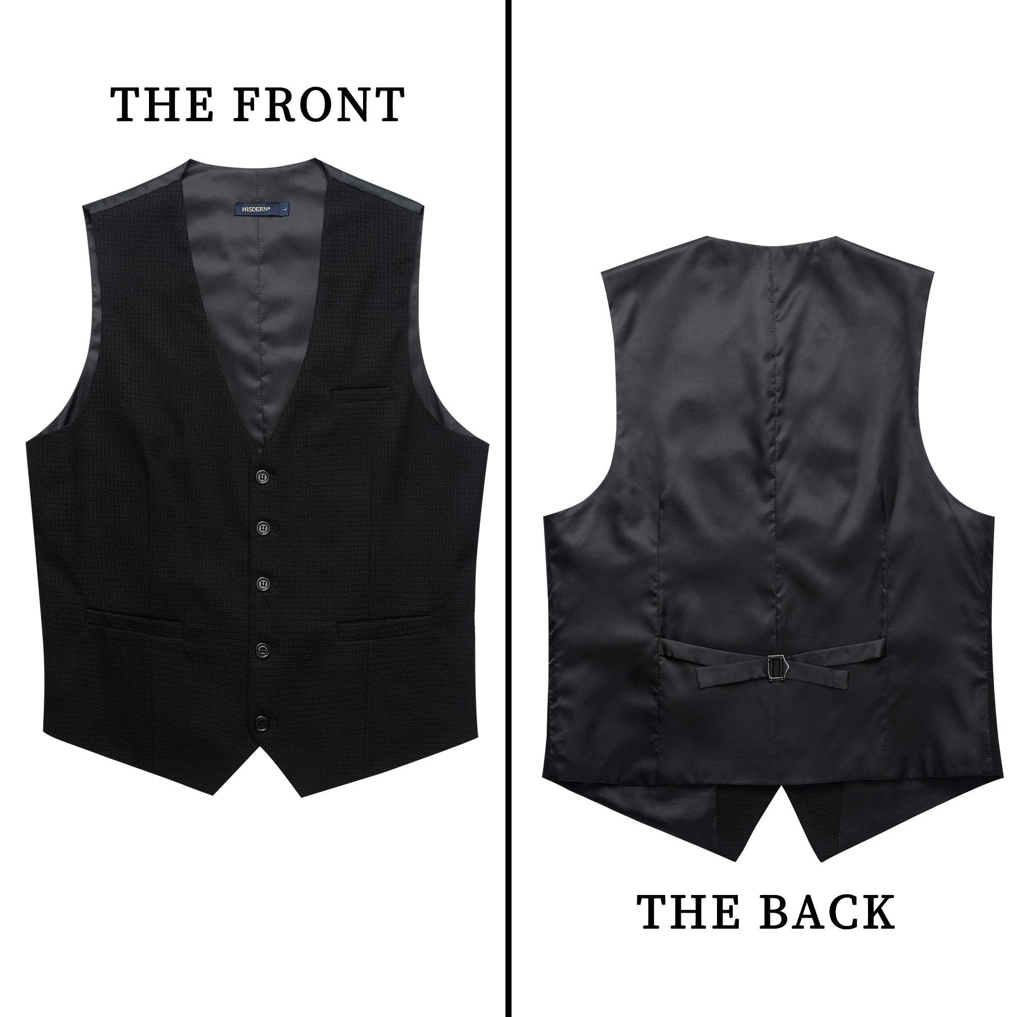 Men's Black Plaid Wedding Vest For Skinny Guys - Image 3